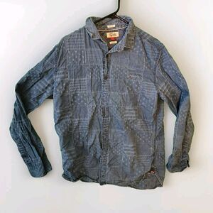 Tommy Hilfiger Denim Patriotic Blue Mens Large Indigo Custom Button Up Very Rare